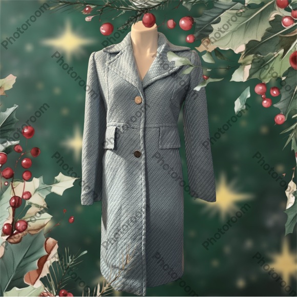 Light blue Trench Coat with Toggle Closures - Picture 2 of 9